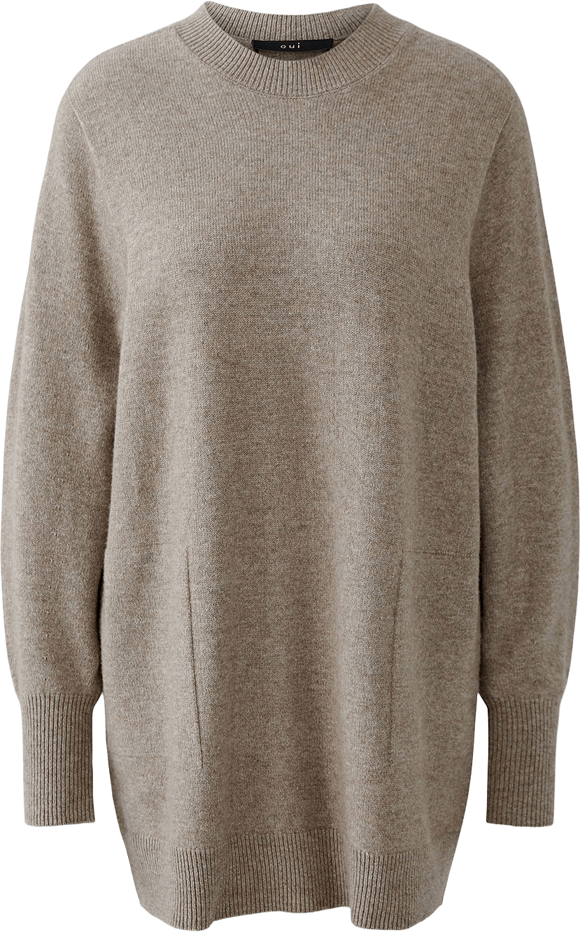 Stickad tröja, från Oui, i färgen Smokey Taupe.