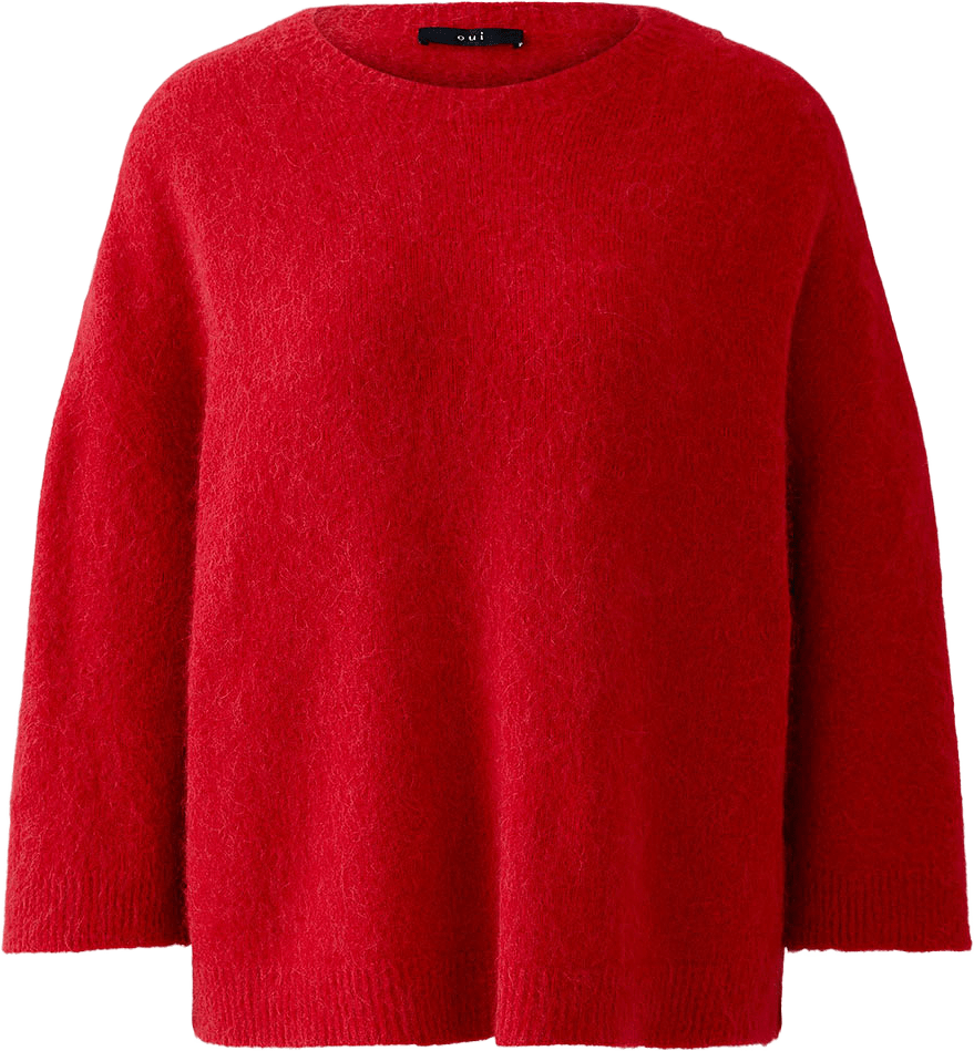 Stickad tröja Alpackablend, från Oui, i färgen Scarlet Sage.