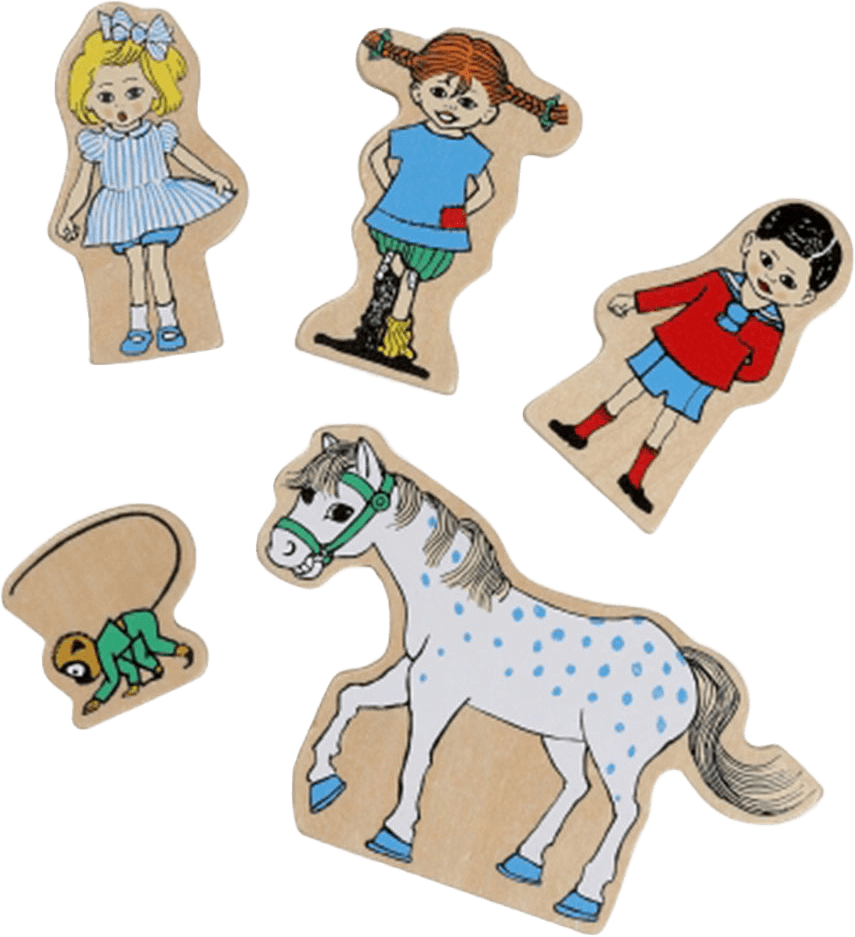 Pippi-figurer i trä, 5 delar, från PIPPI.