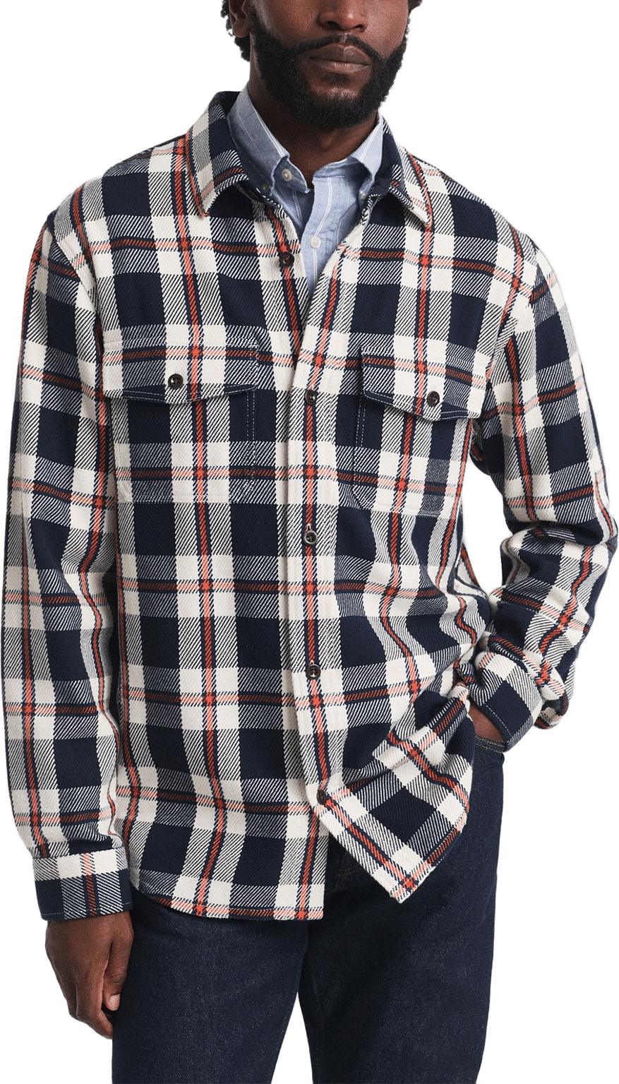 Heavy Twill Check Overshirt, från GANT, i färgen Evening Blue.