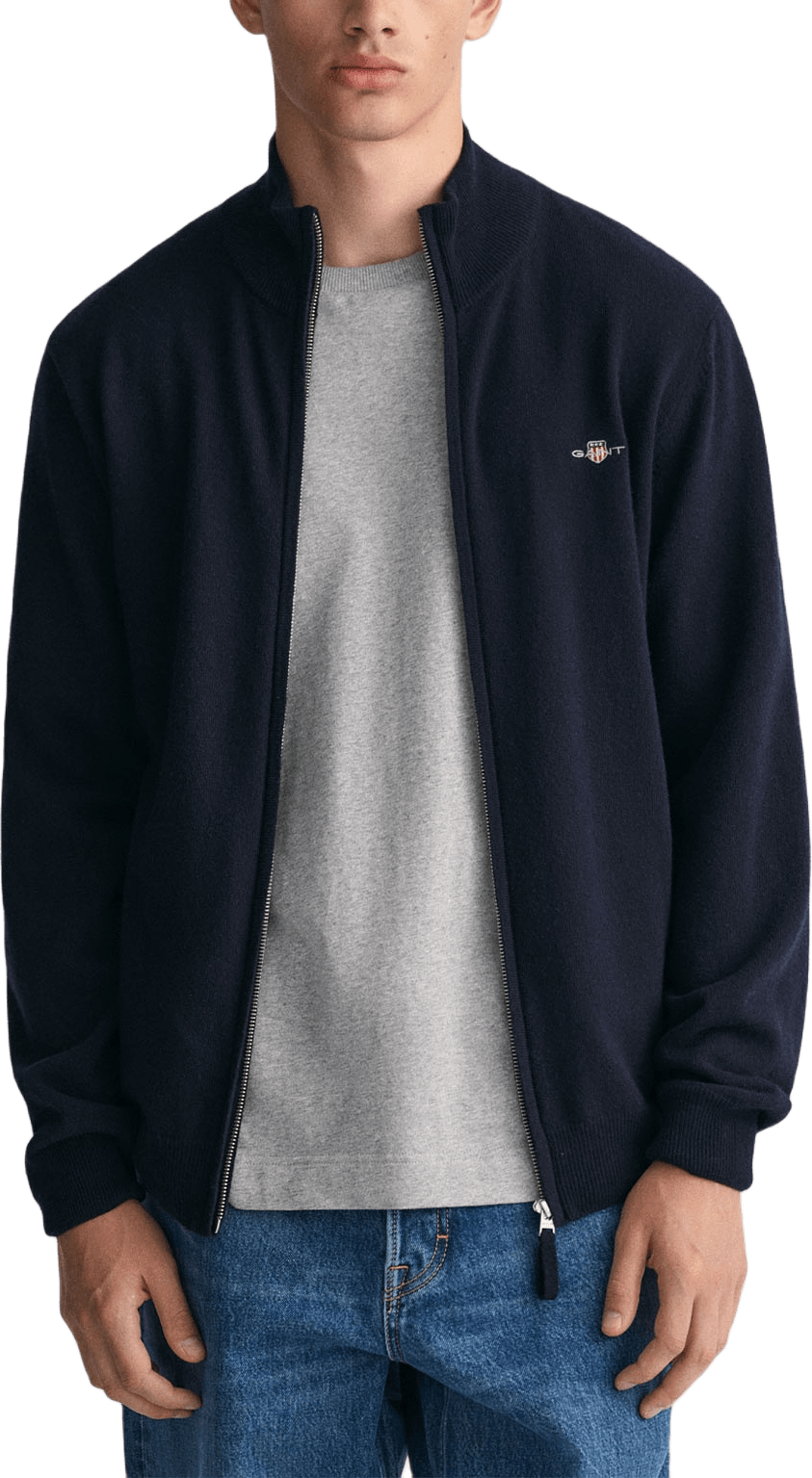 Superfine Lambswool Zip Cardigan, från GANT, i färgen Marine.