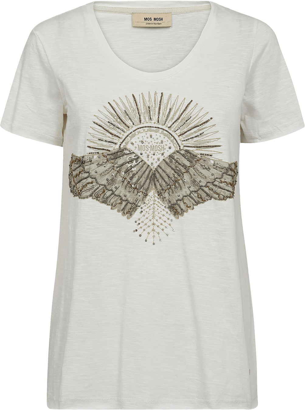 Nadine O-SS Deco Tee, från Mos Mosh, i färgen Celadon Tint.