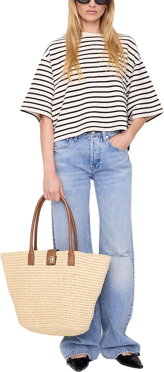 Myers Cropped Tee, från Anine Bing, i färgen White/Black.