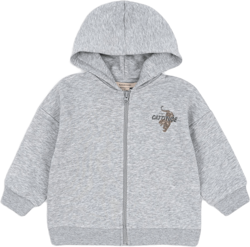 LOU SWEAT ZIP HOOD OCS, från Konges Sløjd, i färgen Grey Melange.