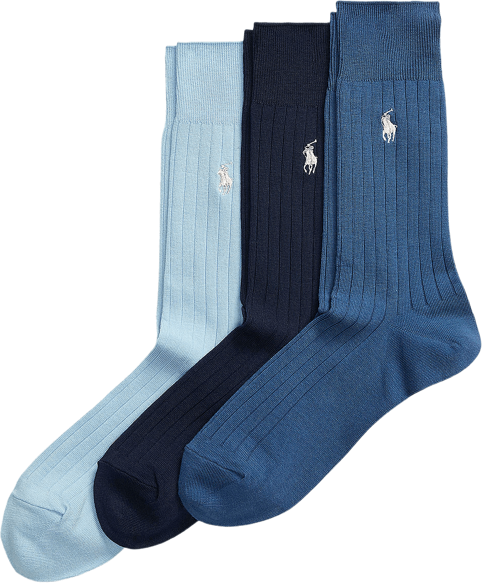 Ribbed Cotton-Blend Trouser Sock 3-Pack, från Polo Ralph Lauren, i färgen 3pk Blue Assorted.