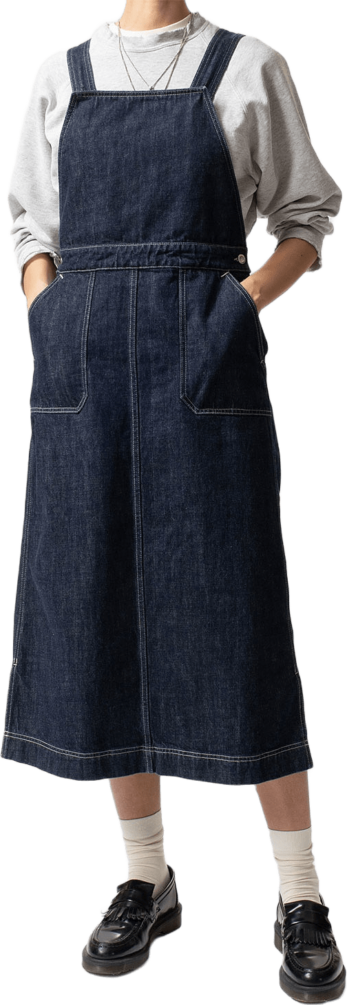 Malwa Workwear Denim Dress Dark Blue