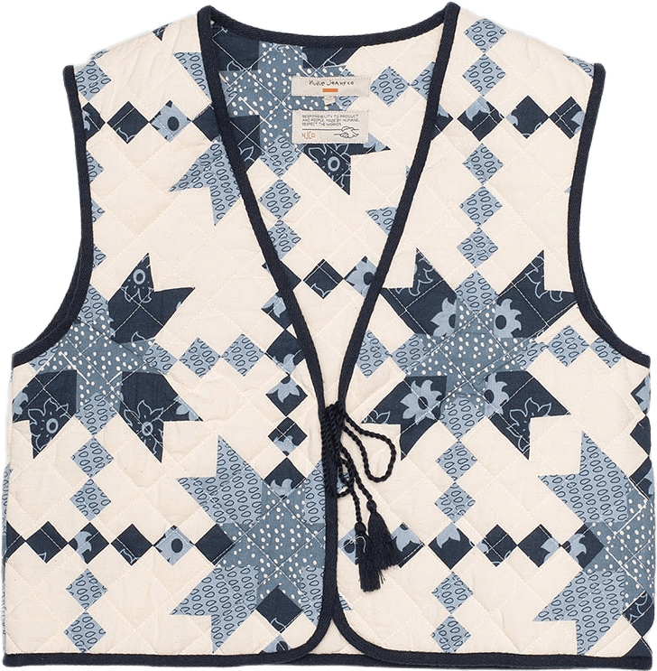 Lill Quilted Cotton Vest Offwhite/Blue