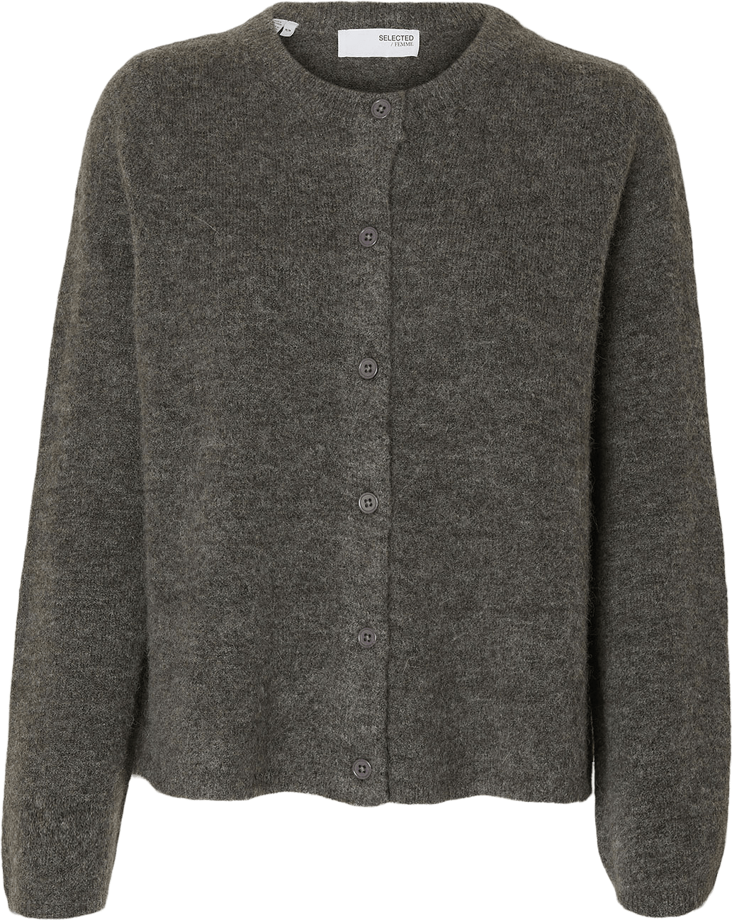 SLFLULU Long sleeve Knit Cardigan, från Selected Femme, i färgen Medium Grey Melange.