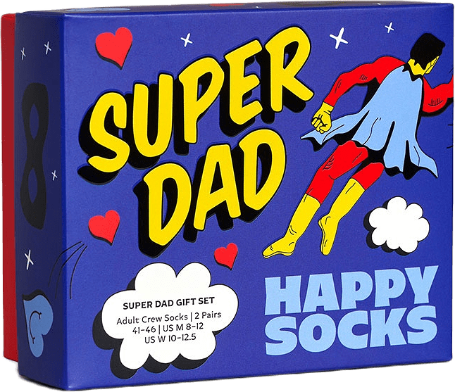 2-Pack Super Dad Socks Gift Set, från Happy Socks, i färgen Blue.
