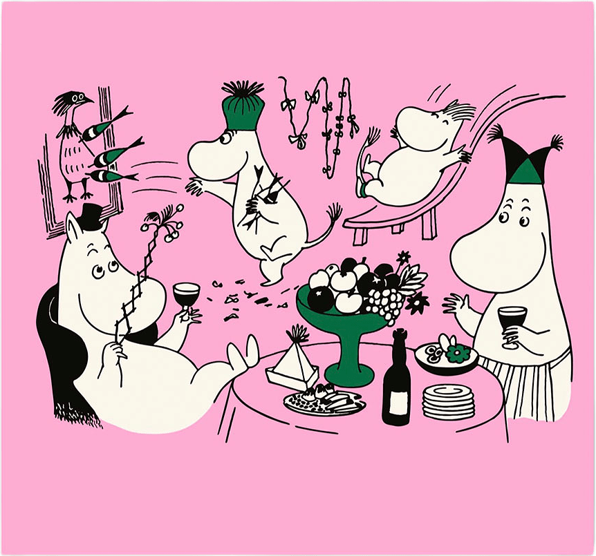 Mumin 80 år Pappersservett, från Opto Design, i färgen Pink.