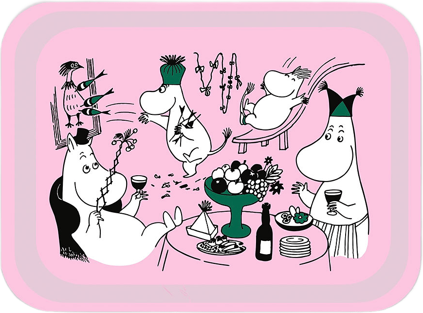 Mumin 80 år Fikabricka, från Opto Design, i färgen Pink.