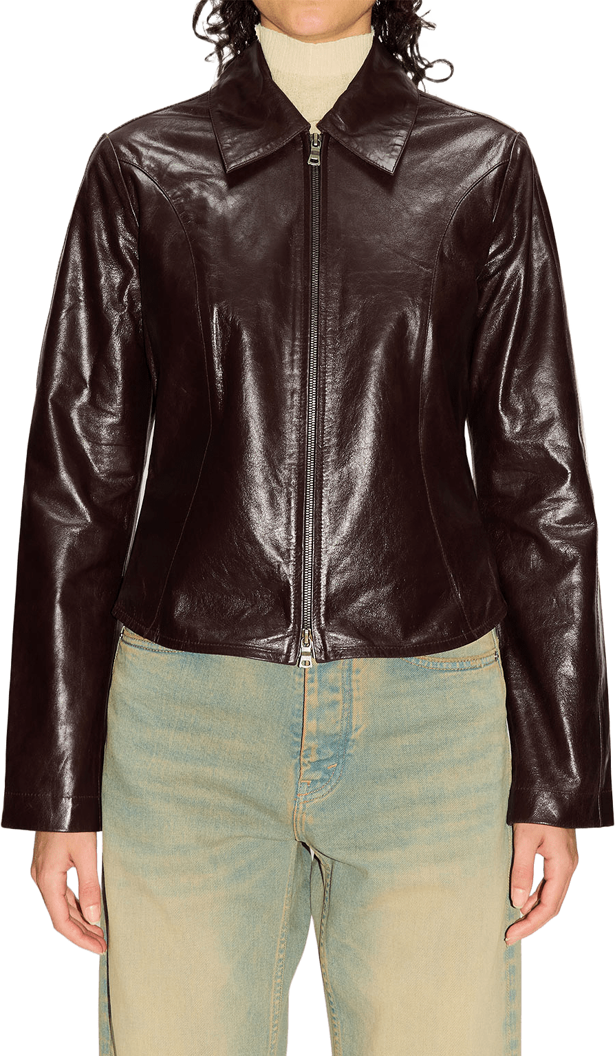 Sweep leather Shirt, från Hope, i färgen Red Wine Leather.