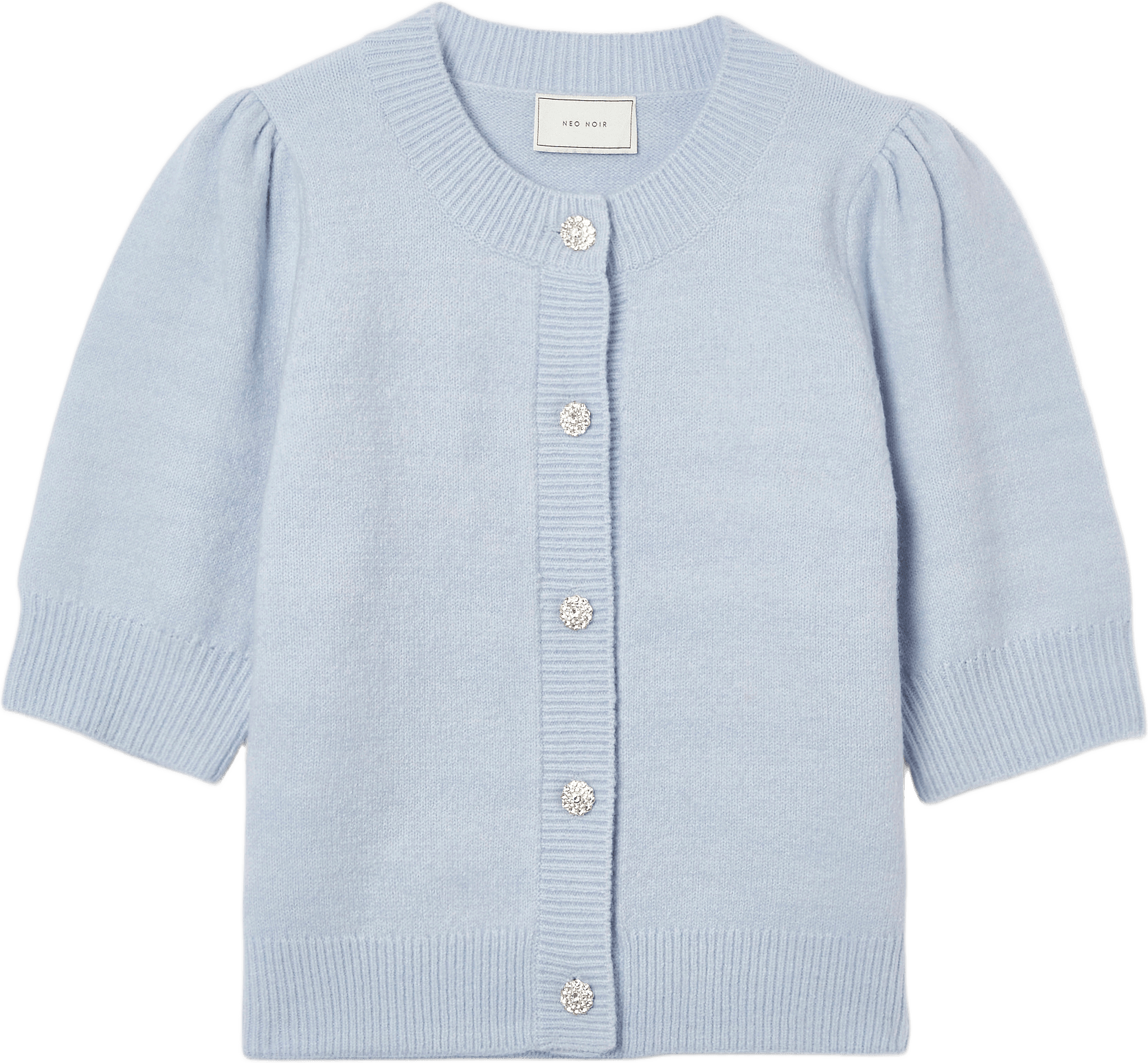 Trudy Rhinestone Knit Cardigan, från Neo Noir, i färgen Light Blue.