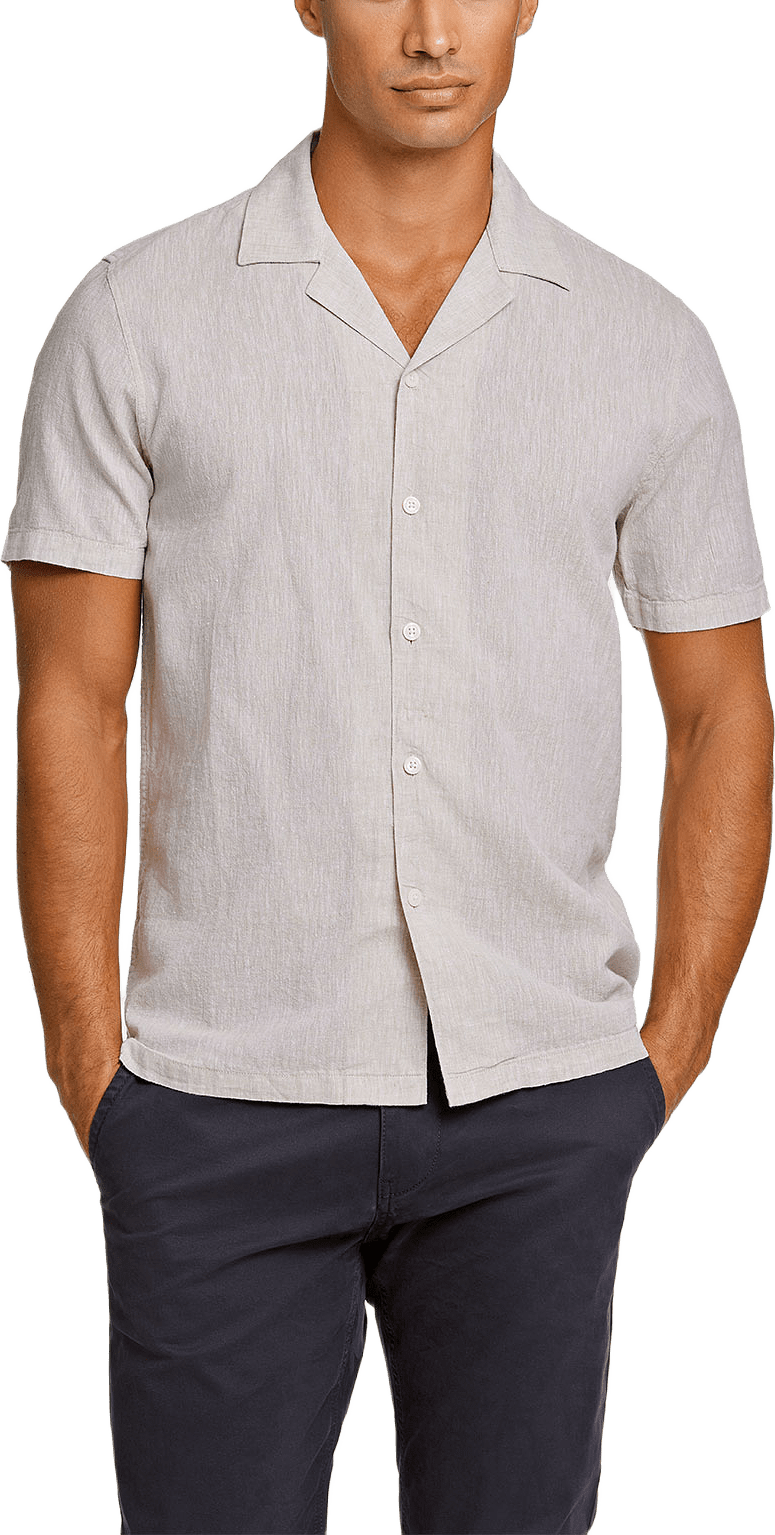 Casual Linen Blend Resort S/S, från Lindbergh, i färgen Lt Stone.