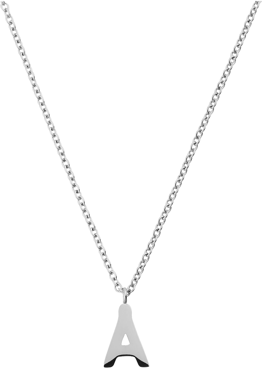 Petite Plain Letter Å Steel Necklace, från Mockberg, i färgen Steel.