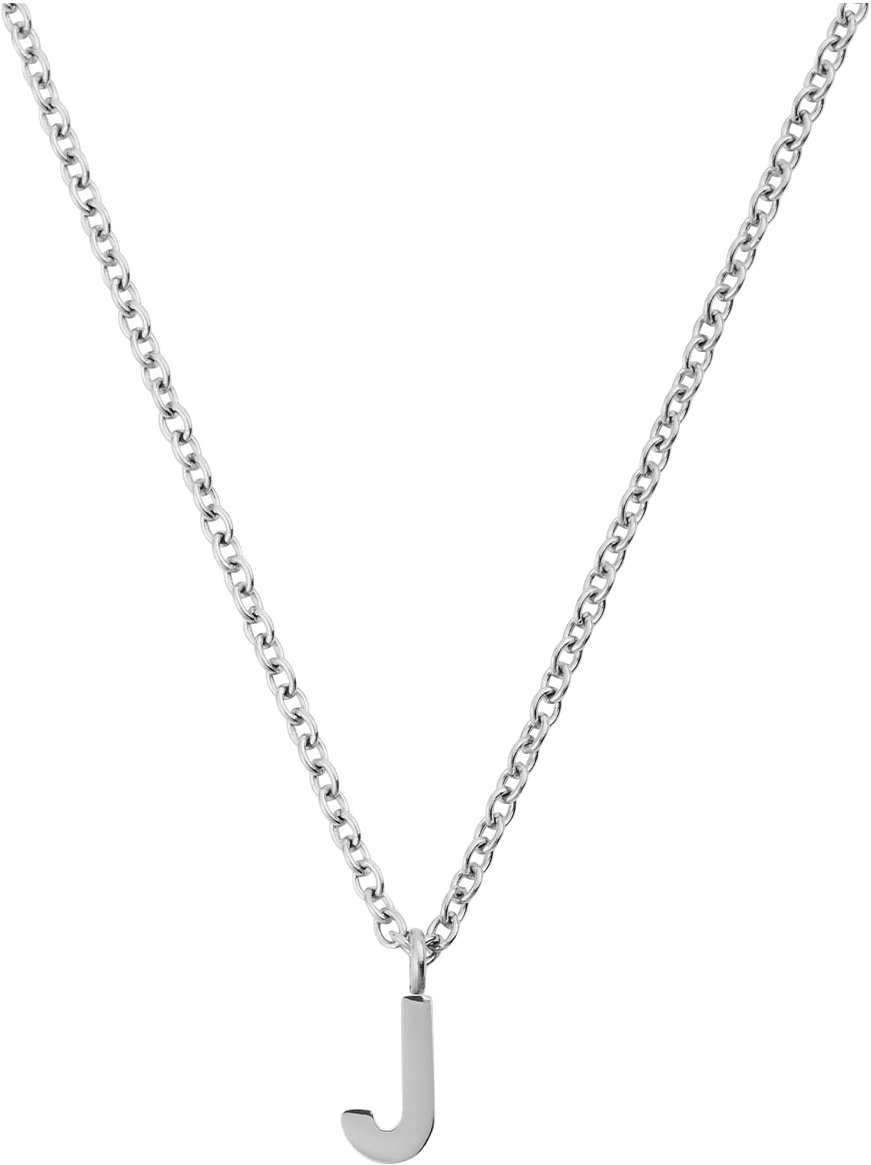 Petite Plain Letter J Steel Necklace, från Mockberg, i färgen Steel.