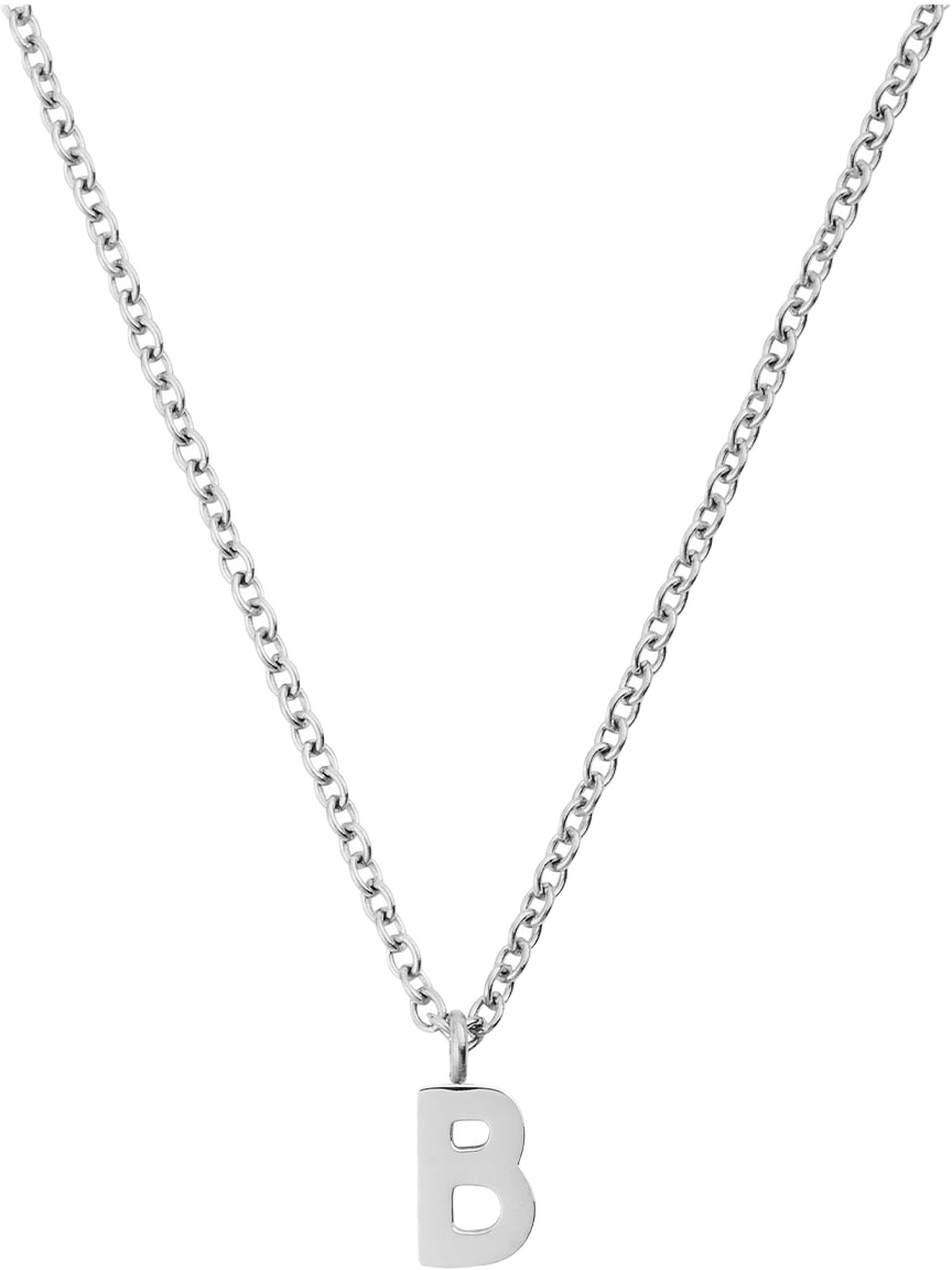 Petite Plain Letter B Steel Necklace, från Mockberg, i färgen Steel.