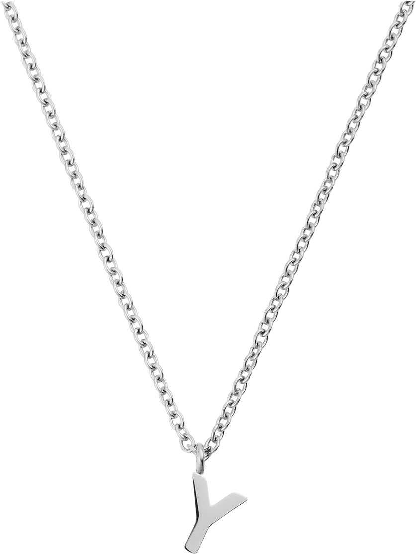 Petite Plain Letter Y Steel Necklace, från Mockberg, i färgen Steel.