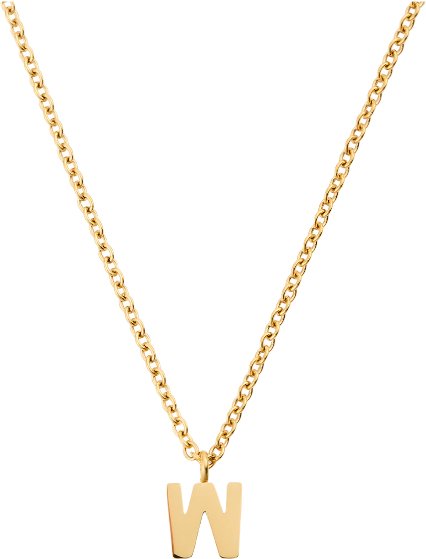 Petite Plain Letter W Gold Necklace, från Mockberg, i färgen Gold.