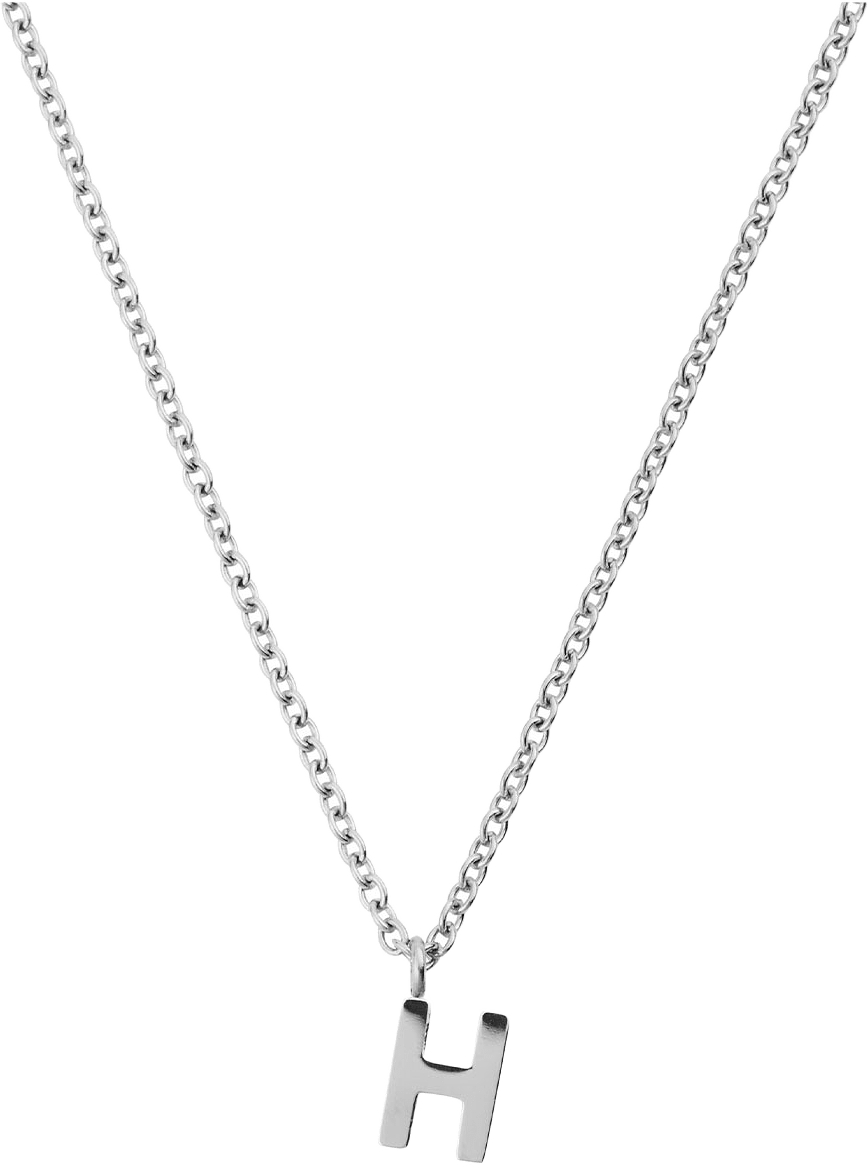Petite Plain Letter H Steel Necklace, från Mockberg, i färgen Steel.