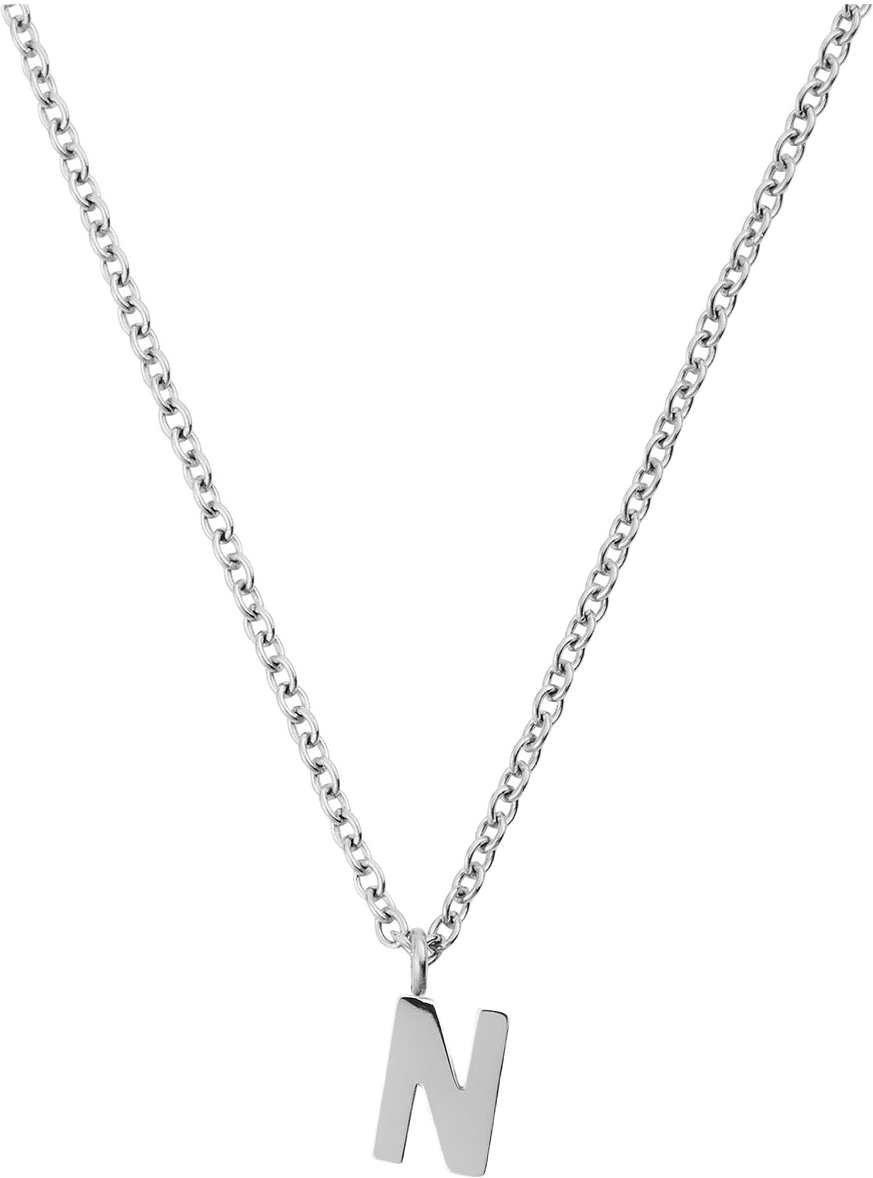 Petite Plain Letter N Steel Necklace, från Mockberg, i färgen Steel.