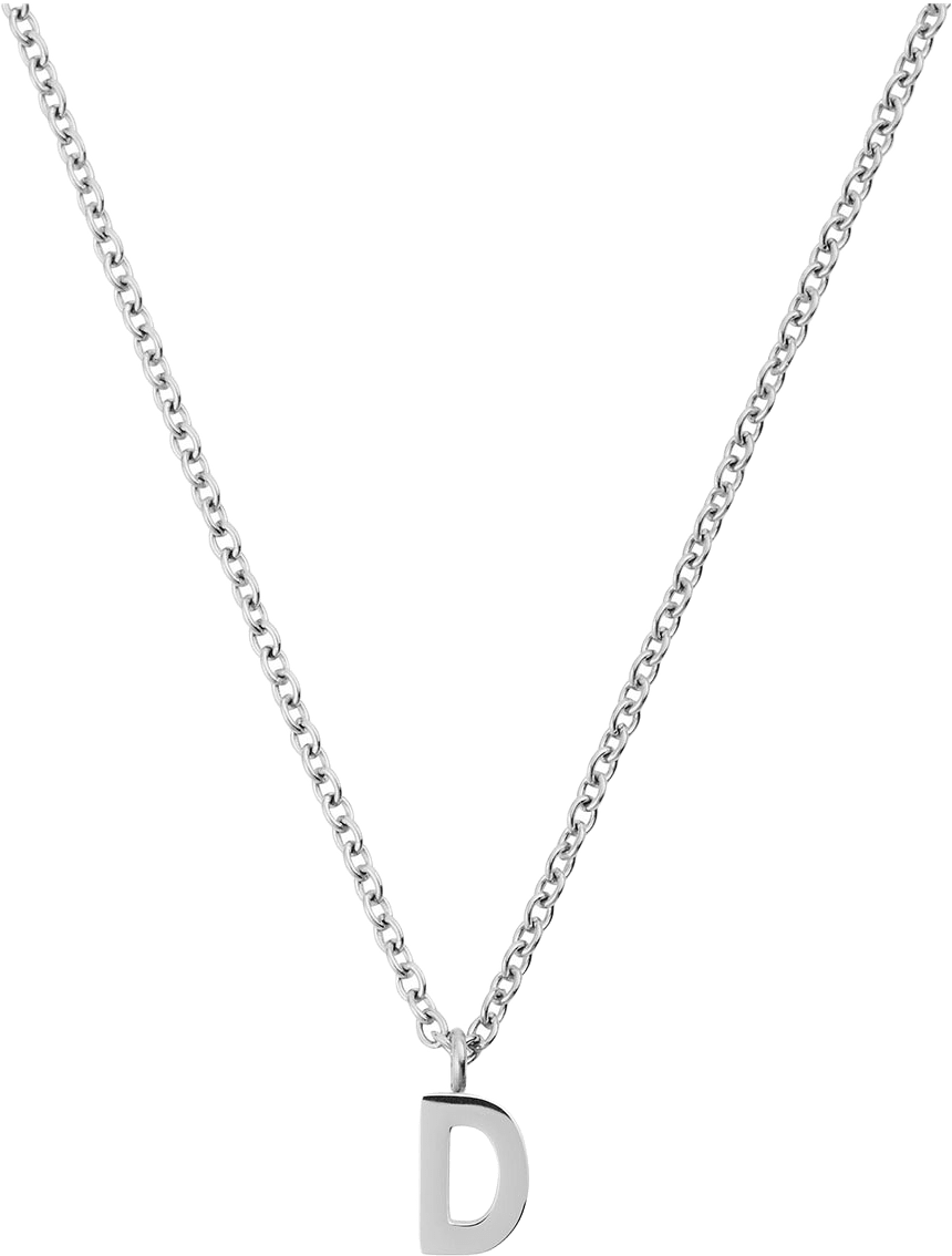 Petite Plain Letter D Steel Necklace, från Mockberg, i färgen Steel.