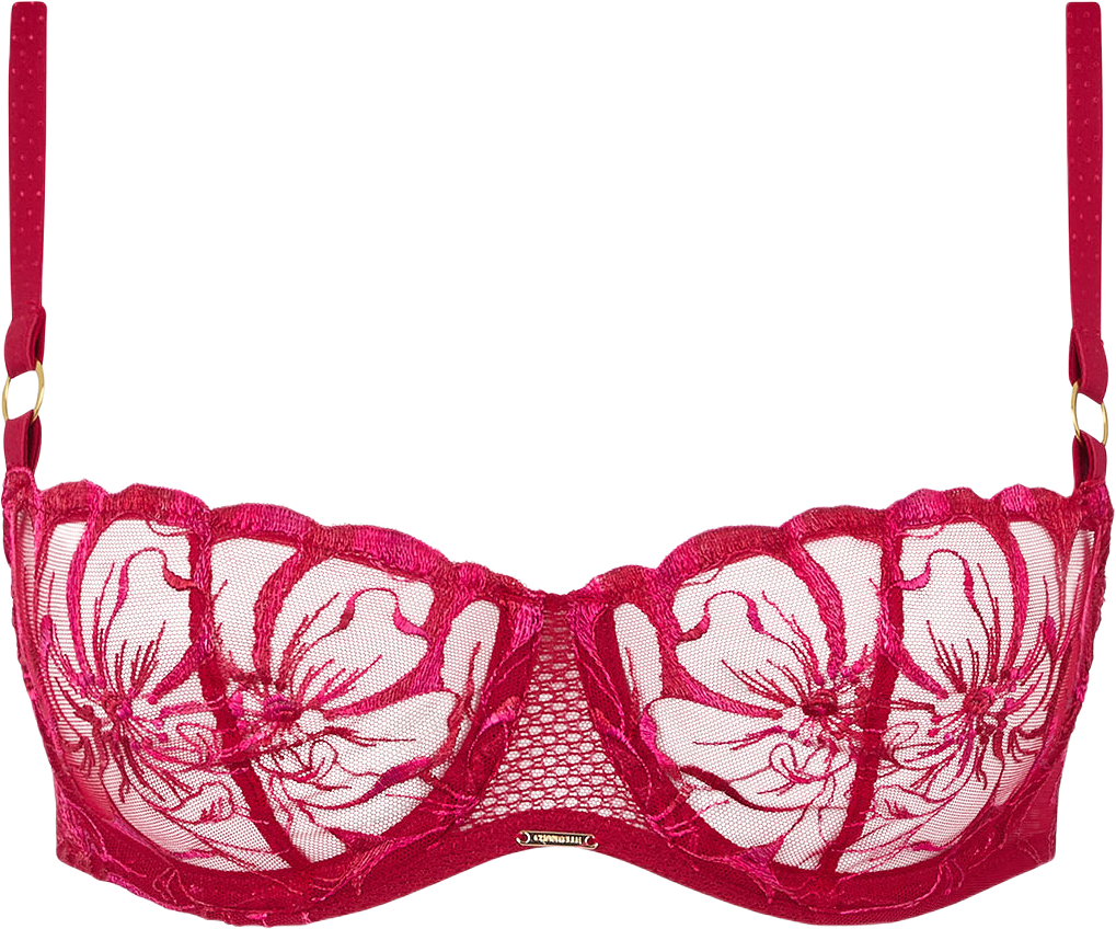Fleurs Half-Cup Balcony Bra, från Chantelle, i färgen Candy Apple Shades.