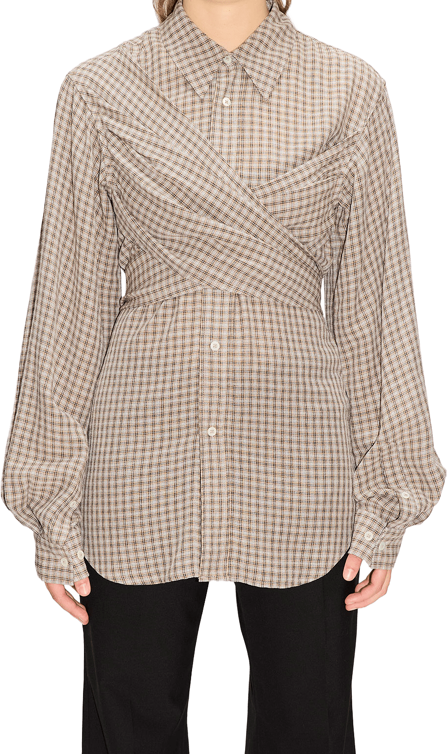 Twisty shirt Soft Grey Check, från Hope, i färgen Soft Grey Check.