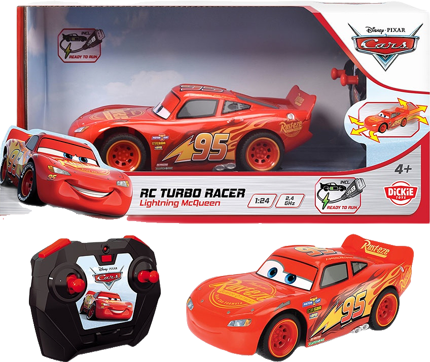 Blixten McQueen med turbofunktion radiostyrd, från Jada Toys, i färgen Red.