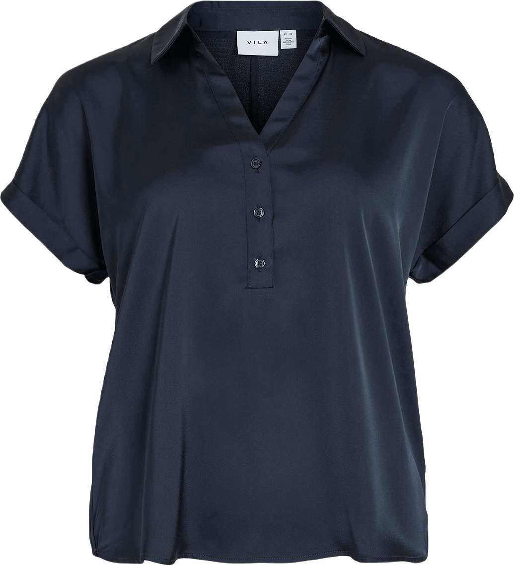VIENNA RAVENNA Kortärmad topp, från Vila, i färgen Navy Blazer.