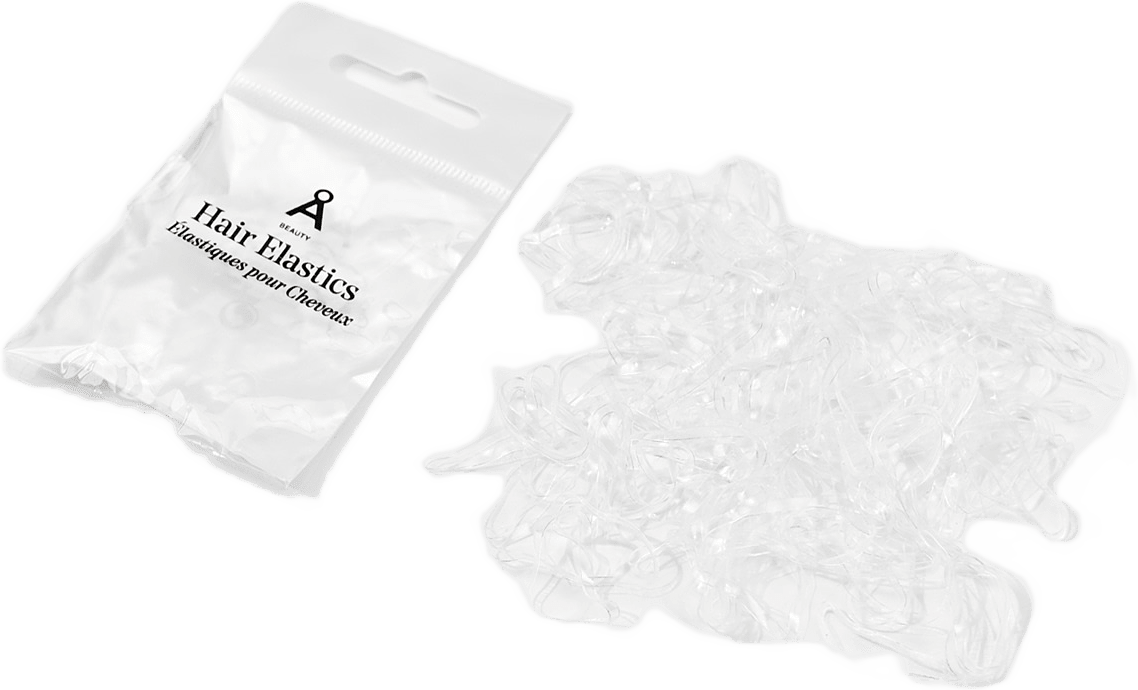 Hårsnodd mini, 100-pack, från Å BEAUTY, i färgen Transparent.