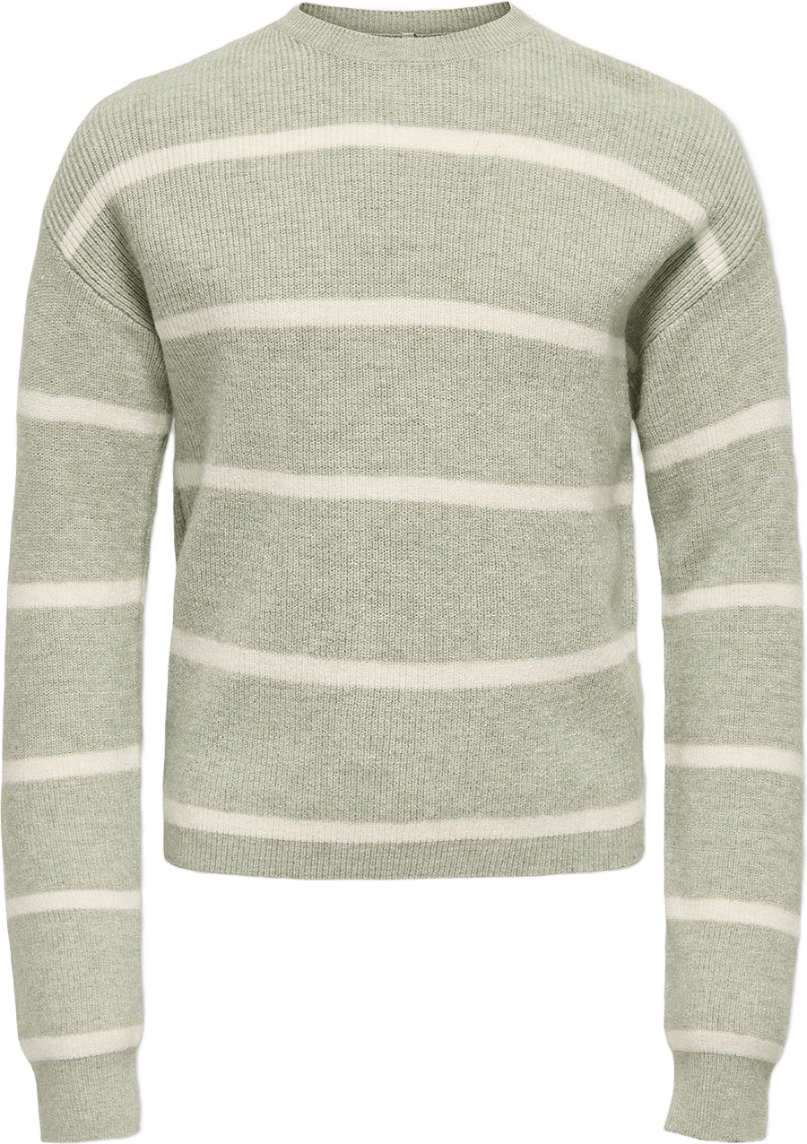 Tröja FRANCA, från Only, i färgen Desert Sage Small Stripe Birch.