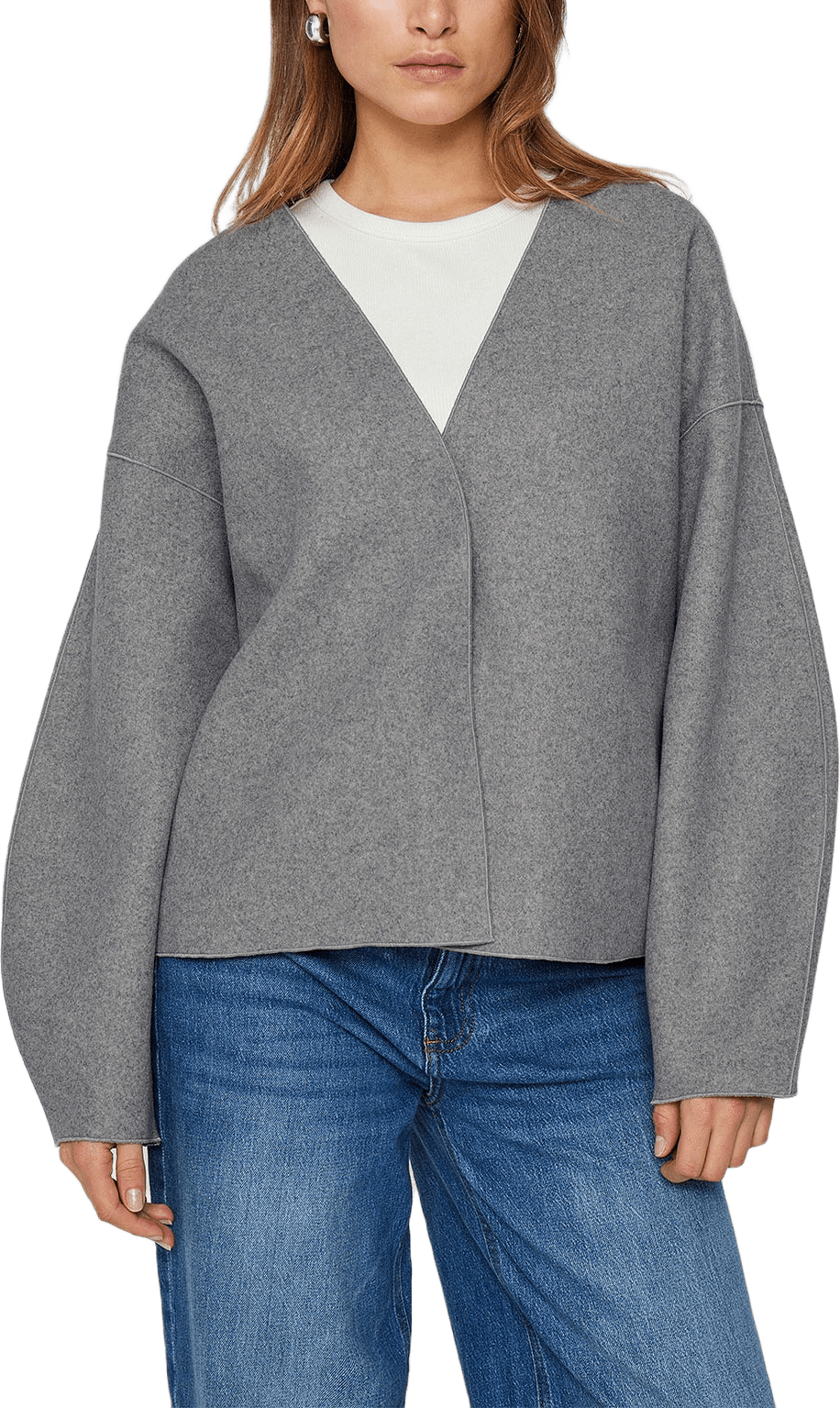 VIJUICE LOOSE L/S JACKET, från Vila, i färgen Medium Grey Melange.