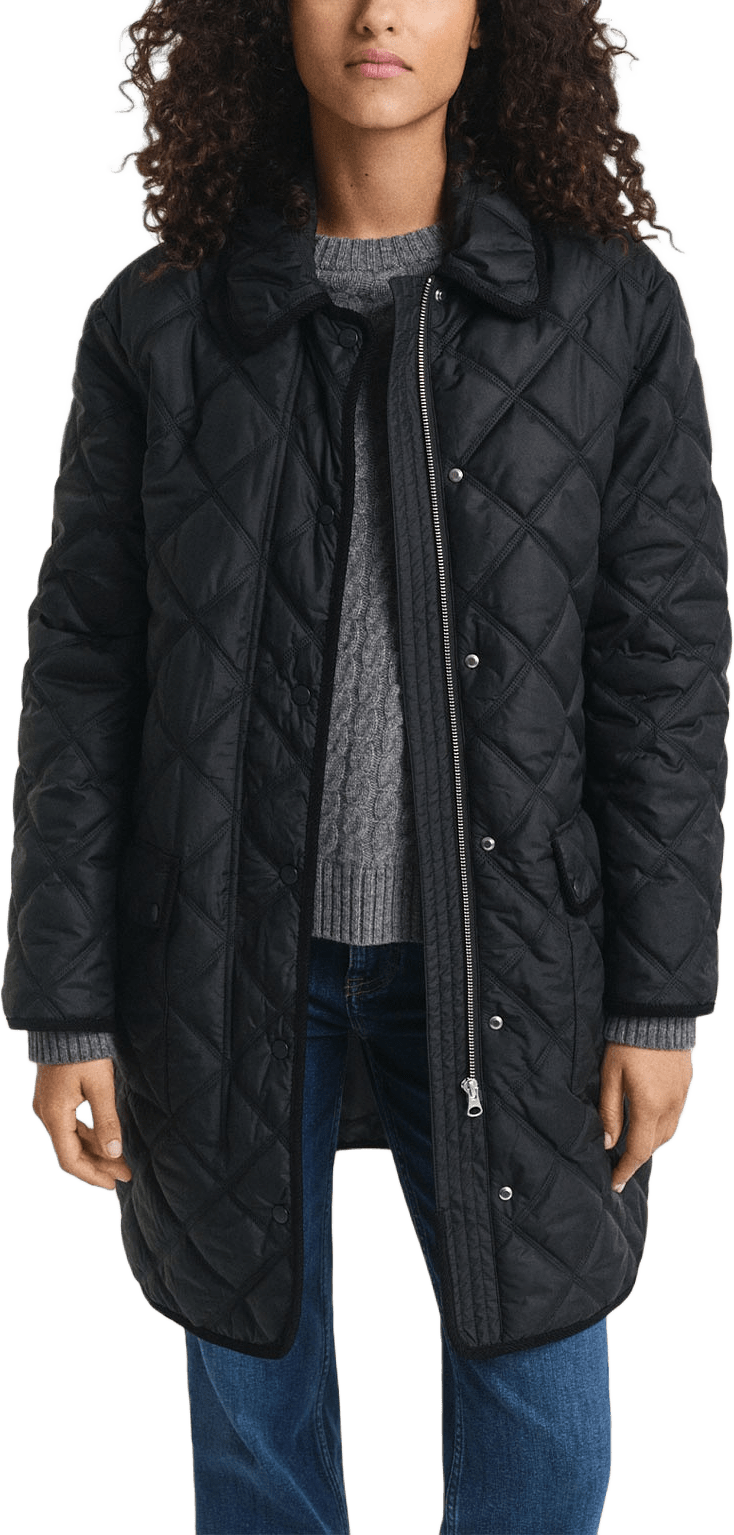 Quilted Coat With Cord Trim
