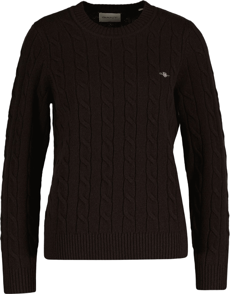 Lambswool Cable C-Neck, från GANT, i färgen Deep Brown.