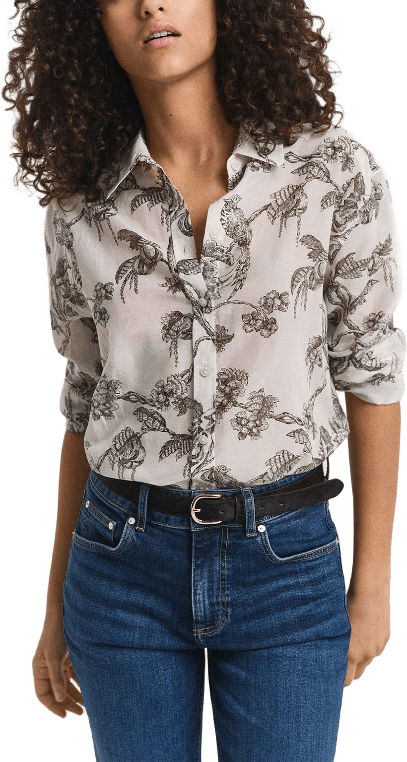 Rel Tree Print Cot Silk Shirt