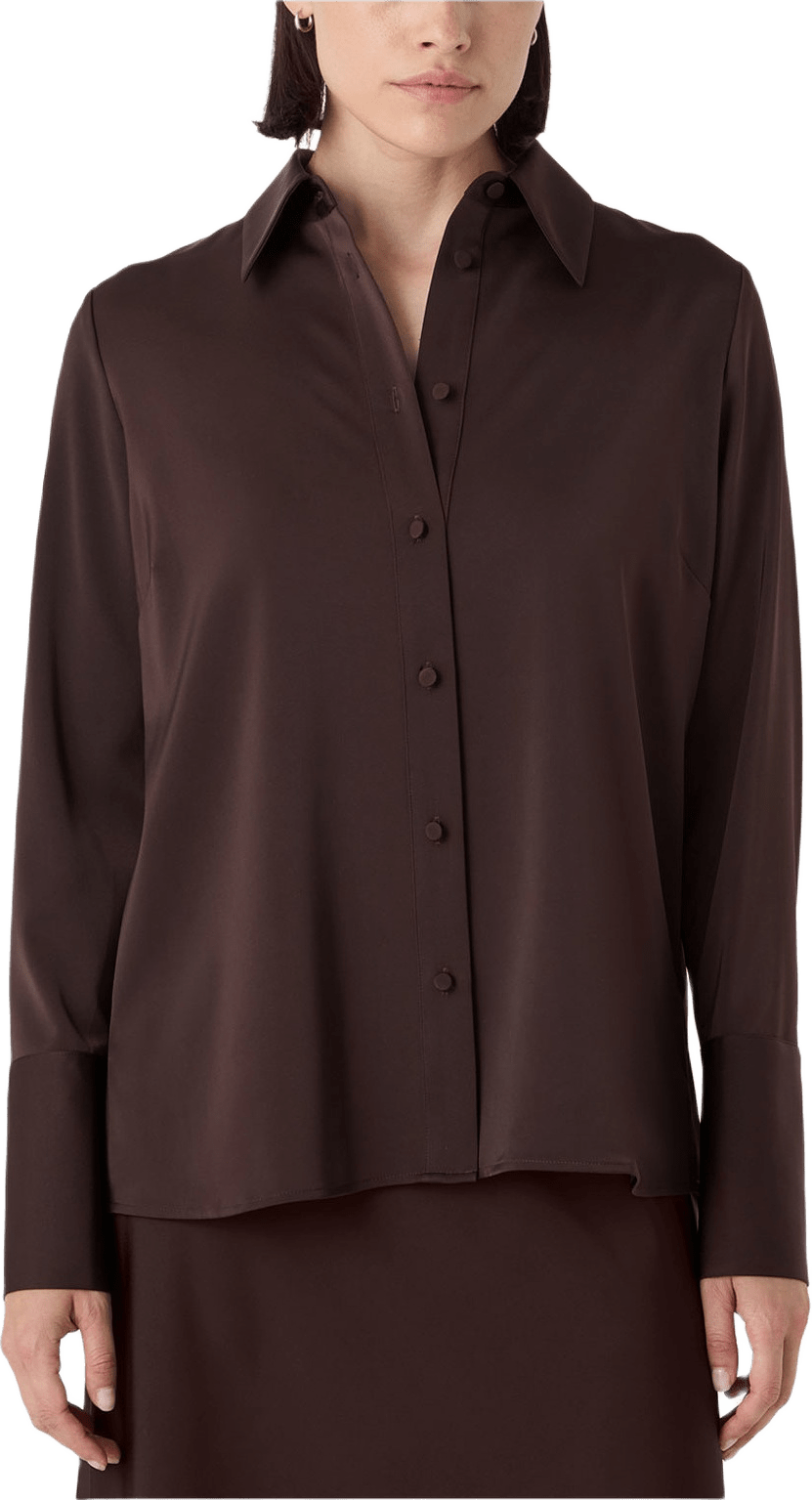 The Leonie Satin Shirt, från Marville Road, i färgen Chocolate.