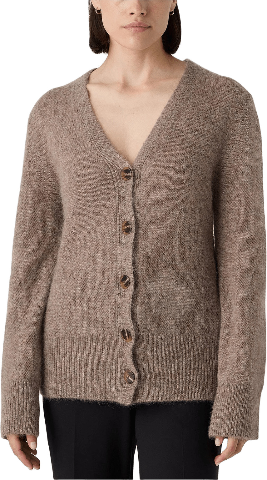 The Zaira Alpaca Cardigan, från Marville Road, i färgen Greige Melange.