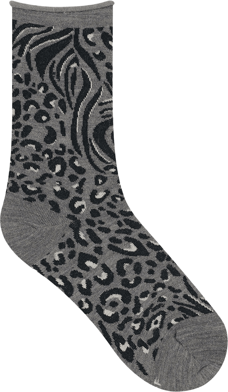 Mönstrad Socka I Merinoull, Roll-Top, från BleuForêt, i färgen Gris Flanelle.