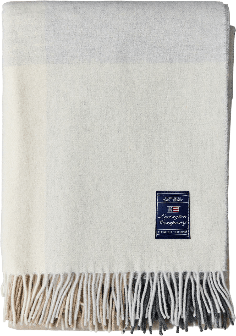 Checked Recycled Wool Throw, från Lexington, i färgen White/Beige/Gray.