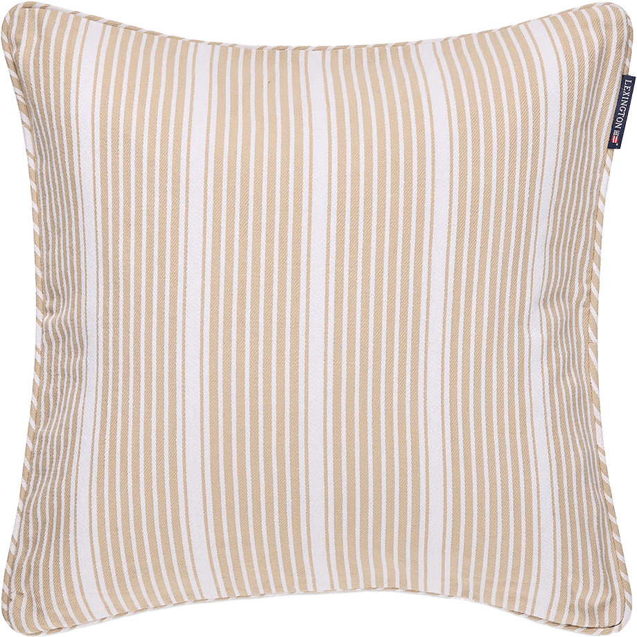 Classic Striped Organic Cotton Twill Pillow Cover, från Lexington, i färgen Beige/White.