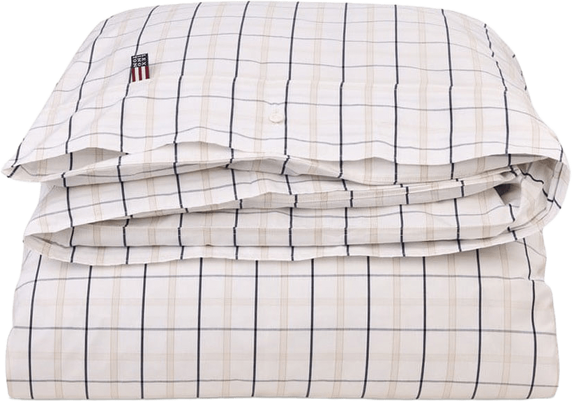 Checked Cotton Poplin Duvet Cover, från Lexington, i färgen White/Beige/Navy.