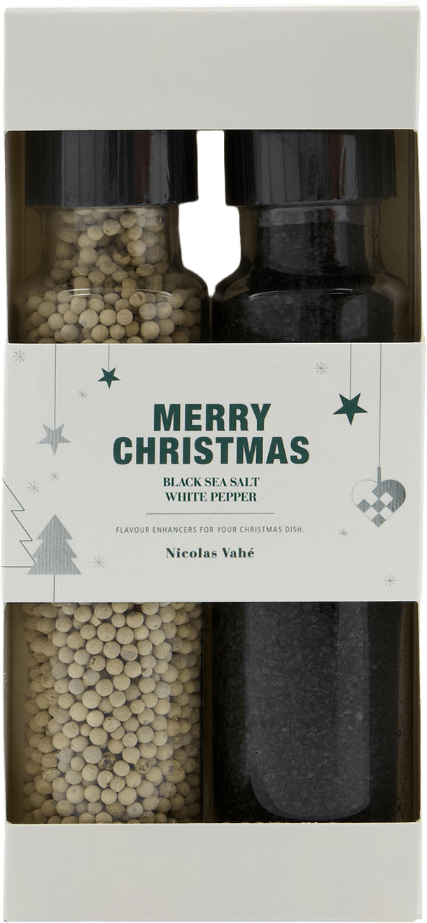 Presentask, Svart havssalt & vitpeppar, 320 g, från Nicolas Vahé.