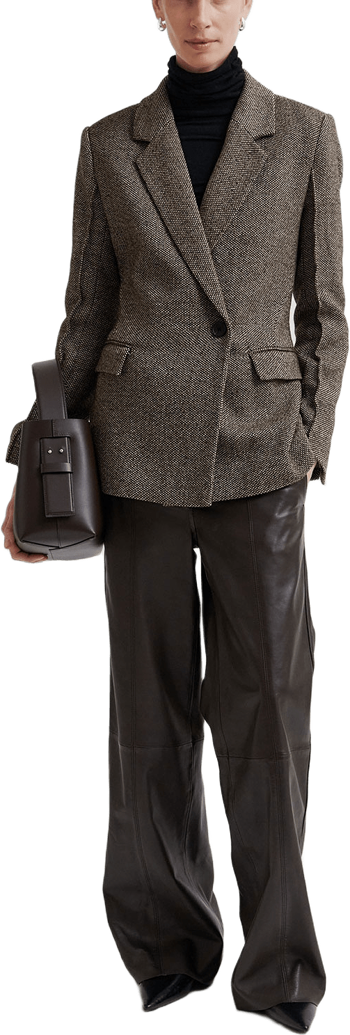 Letho Leather Straight Trousers, från Second Female, i färgen Chocolate Plum.