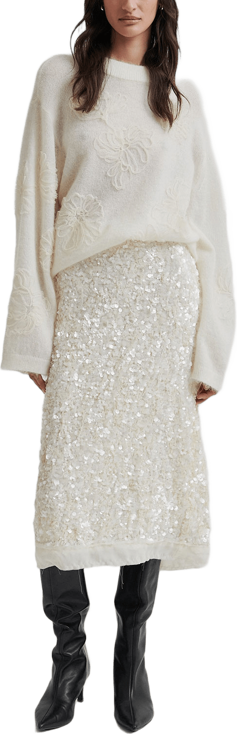 Bellarose Knit O-Neck, från Second Female, i färgen Tofu.