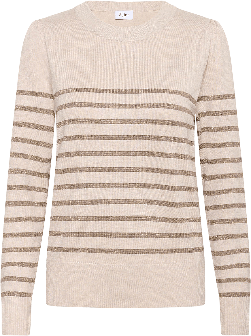 Mila SZ Shimmer Stripe Pullover, från Saint Tropez, i färgen G.morn Atmos Shimmer Stripe.