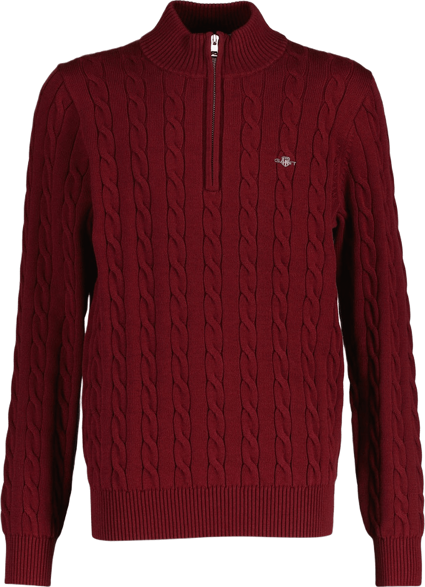 Kabelstickad bomullströja med half-zip