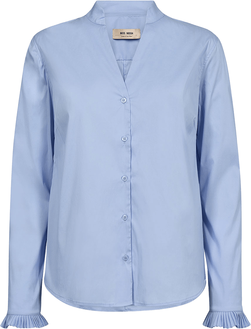 Hassie Pleat Shirt, från Mos Mosh, i färgen Brunnera Blue.