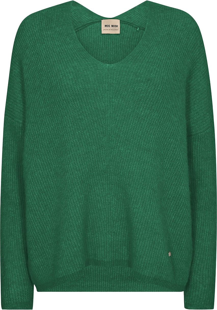 Thora V-Neck Knit, från Mos Mosh, i färgen Amazon.