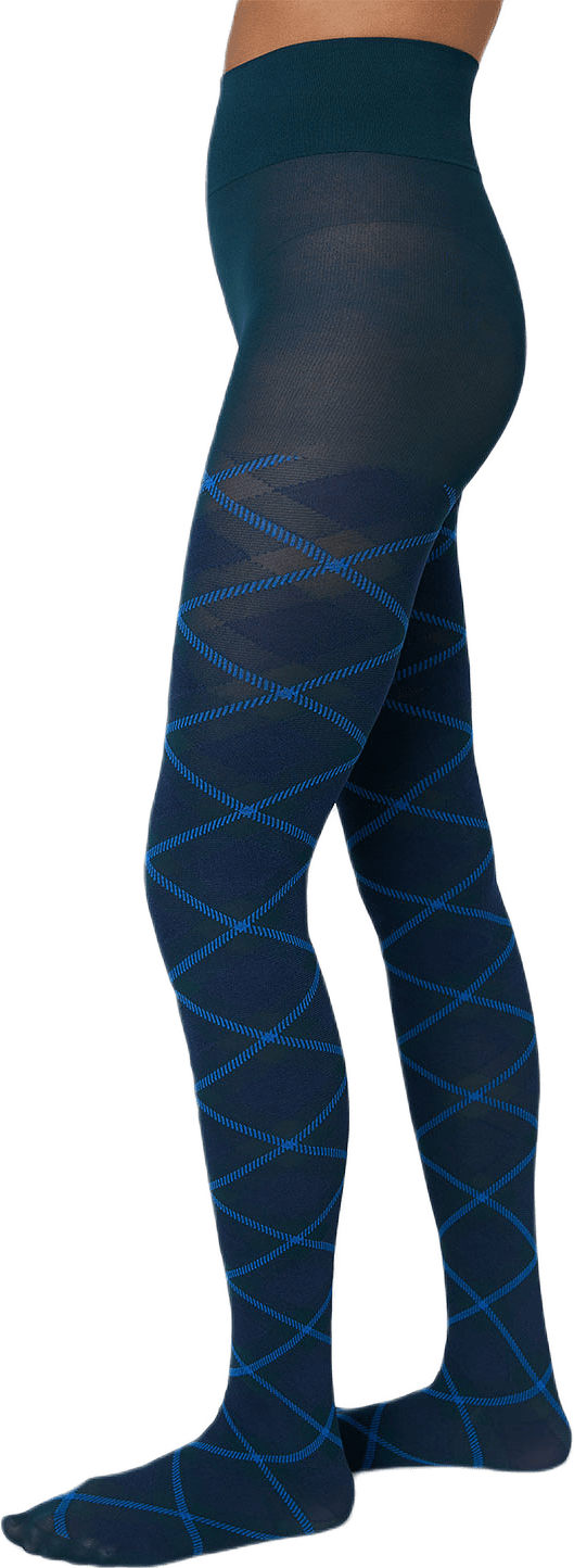 Franka Check Tights, från Swedish Stockings, i färgen Dark Green.